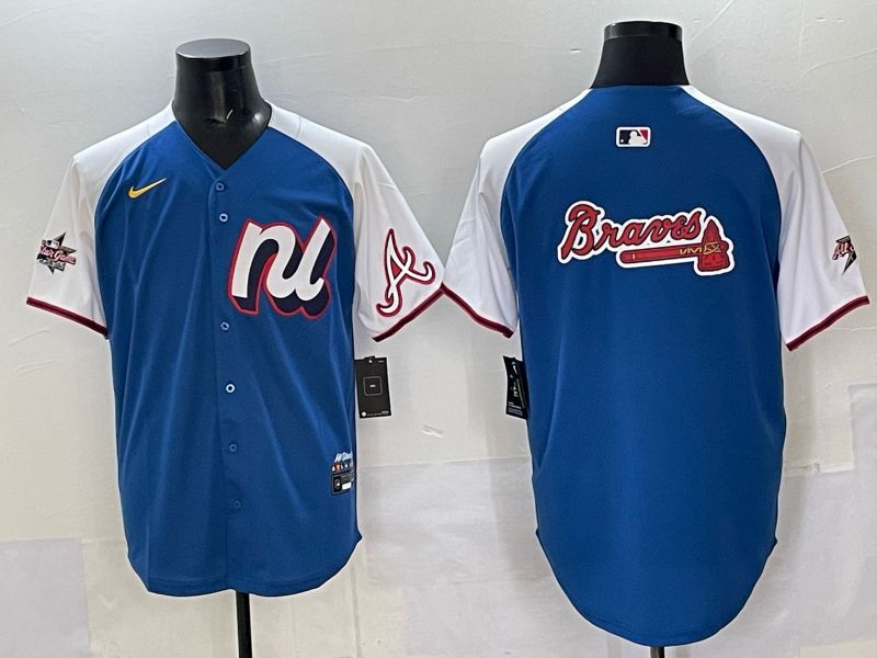 Men Atlanta Braves Blank Blue white All star 2025 Nike MLB Jersey style 02->atlanta braves->MLB Jersey